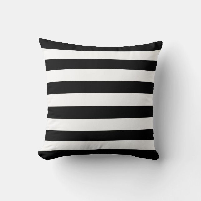 Cojín Decorativo Modelo blanco y negro de la raya (Anverso)