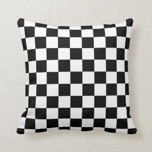 Cojín Decorativo Modelo blanco y negro del tablero de damas