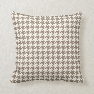 Cojín Decorativo Modelo clásico de Houndstooth en moreno y crema