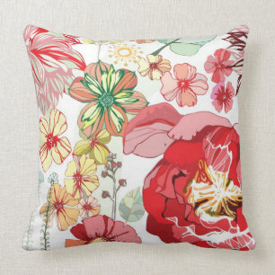 Cojín Decorativo Modelo con las flores rojas