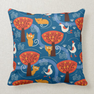 Cojín Decorativo modelo con los gatos y los pájaros lindos