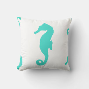 Cojín Decorativo Modelo de Coastal del Seahorse de la turquesa