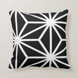 Cojín Decorativo Modelo de estrella geométrico blanco y negro
