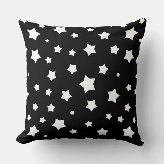 Cojín Decorativo Modelo de estrellas blanco y negro (Anverso)