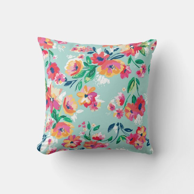 Cojín Decorativo Modelo de flores pintado (Anverso)