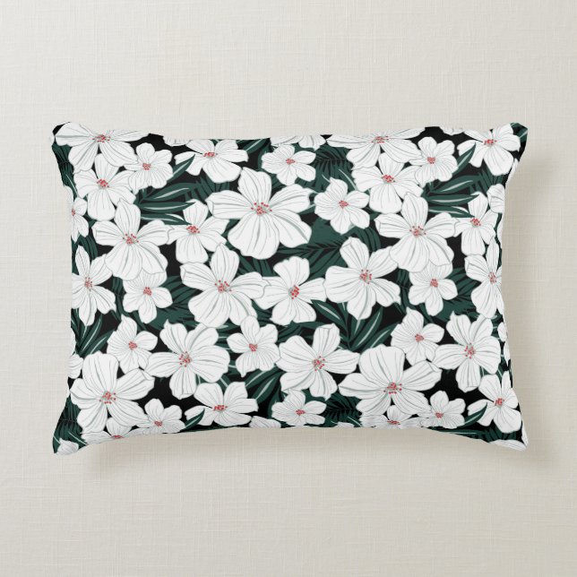 Cojín Decorativo Modelo de flores tropical blanco (Anverso)