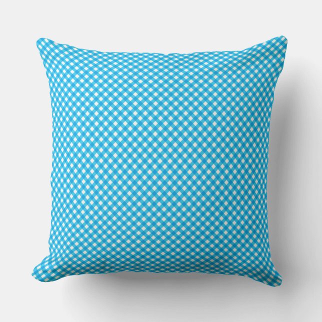 Cojín Decorativo Modelo de Gingham azul brillante (Anverso)