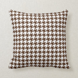 Cojín Decorativo Modelo de Houndstooth en Brown oscuro y blanco