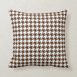 Cojín Decorativo Modelo de Houndstooth en Brown oscuro y blanco