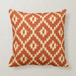 Cojín Decorativo Modelo de Ikat - mandarina y coral