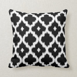 Cojín Decorativo Modelo de Ikat Quatrefoil blanco y negro