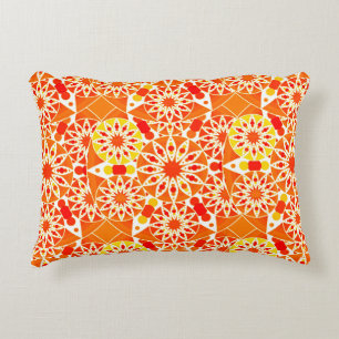Cojín Decorativo Modelo de la mandala, naranja coralino y oro