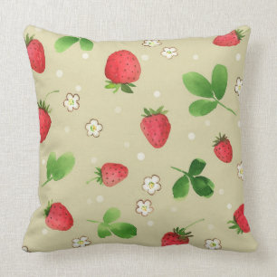 Cojín Decorativo Modelo de las fresas de la acuarela