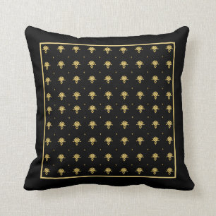 Cojín Decorativo Modelo de lujo del damasco del vintage del negro y