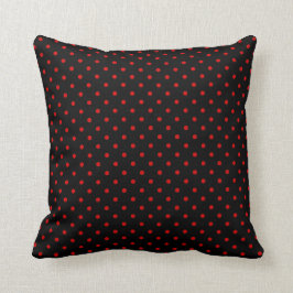 Cojín Decorativo Modelo de lunares negro y rojo