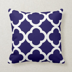 Cojín Decorativo Modelo de moda del trébol en azul y blanco de