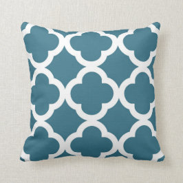 Cojín Decorativo Modelo de moda del trébol en azul y blanco verde