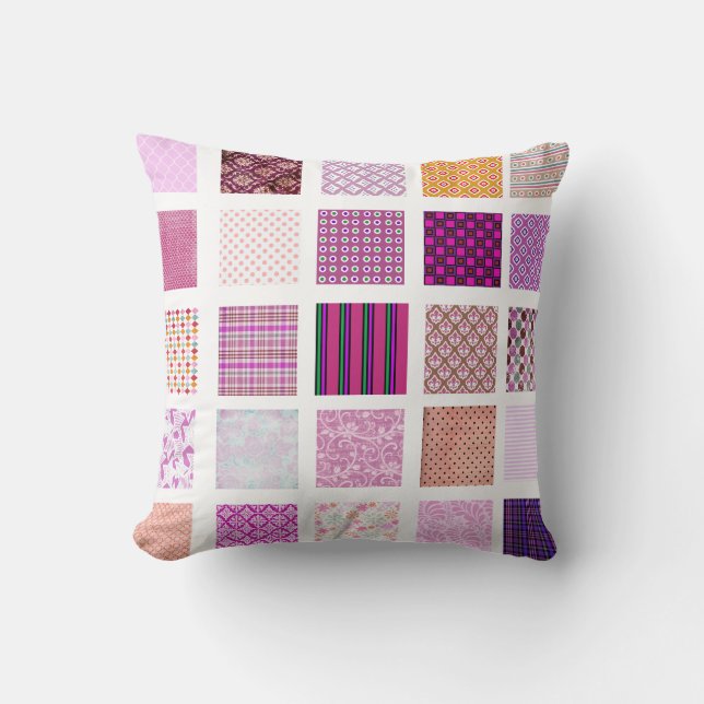 Cojín Decorativo Modelo de mosaico rosado (Anverso)