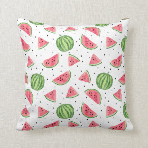 Cojín Decorativo Modelo de neón de las sandías de la acuarela