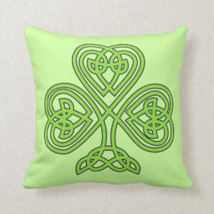 Cojín Decorativo Modelo de nudo verde céltico del trébol irlandé