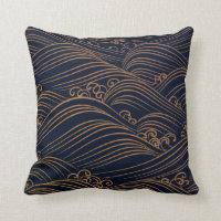Modelo de ondas japonés  azul marino y del oro