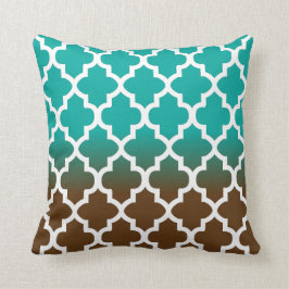Cojín Decorativo Modelo de Quatrefoil de la mezcla de la turquesa y
