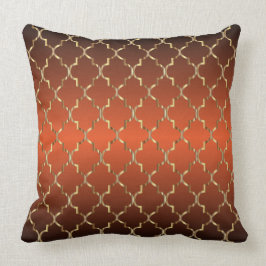 Cojín Decorativo Modelo de Quatrefoil del oro en el naranja quemado