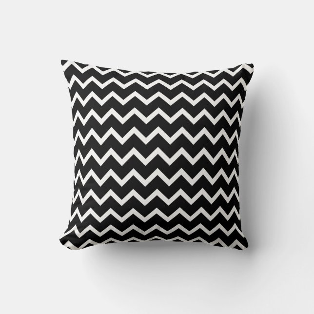 Cojín Decorativo Modelo de zigzag blanco y negro (Anverso)