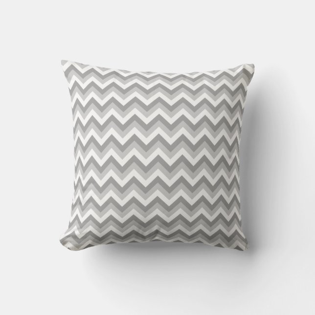 Cojín Decorativo Modelo de zigzag gris y blanco (Anverso)