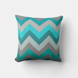 Cojín Decorativo Modelo de zigzag verde azulado gris femenino de