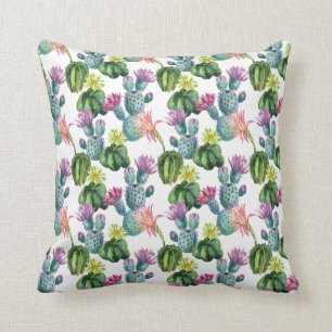 Cojín Decorativo Modelo del arte de los cactus de la acuarela
