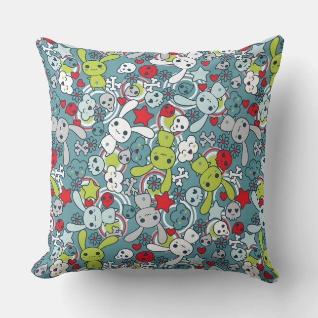 Cojín Decorativo modelo del azul del kawaii (Anverso)