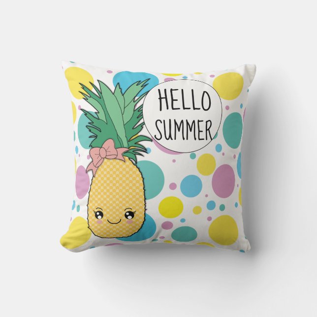 Cojín Decorativo Modelo del círculo del verano de Kawaii de la (Anverso)