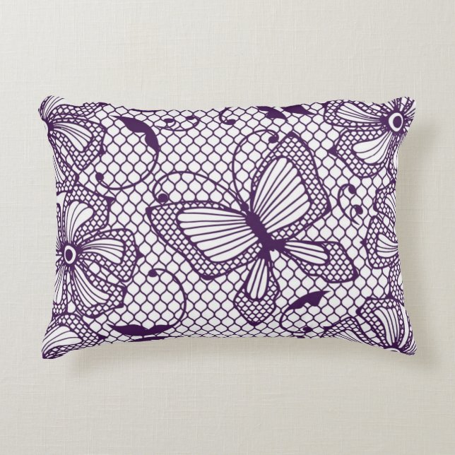 Cojín Decorativo Modelo del cordón con las mariposas (Anverso)