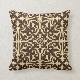 Cojín Decorativo Modelo del damasco de Ikat - marrón y moreno