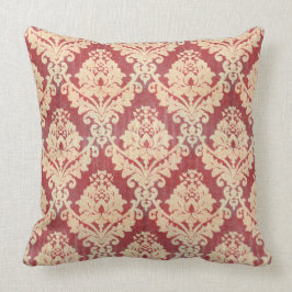 Cojín Decorativo Modelo del damasco del vintage en crema y rojo