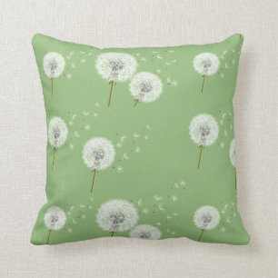 Cojín Decorativo Modelo del diente de león en fondo verde