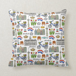 Cojín Decorativo Modelo del Doodle de Netherland