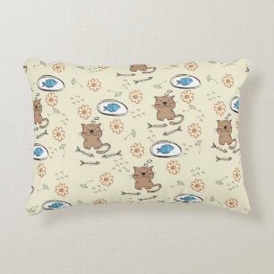 Cojín Decorativo modelo del gato y de los pescados