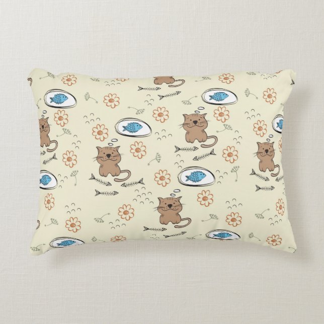 Cojín Decorativo modelo del gato y de los pescados (Anverso)