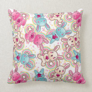 Cojín Decorativo Modelo del niño de Kawaii con Doodles lindos