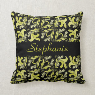 Cojín Decorativo Modelo del Victorian, amarillo, negro,