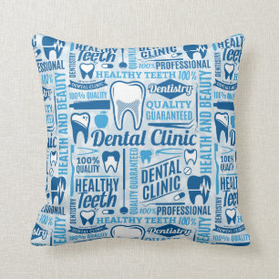 Cojín Decorativo Modelo dental azul de la clínica