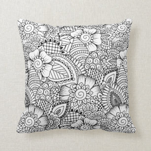 Cojín Decorativo Modelo floral del Doodle