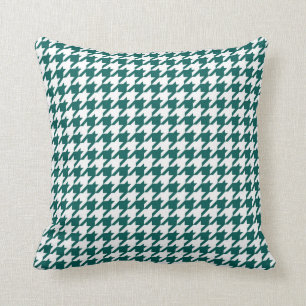 Cojín Decorativo Modelo Forest Green de Houndstooth y blanco