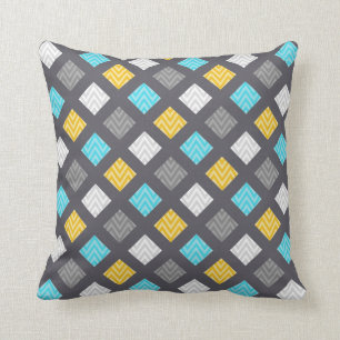 Cojín Decorativo Modelo geométrico amarillo azul gris masculino