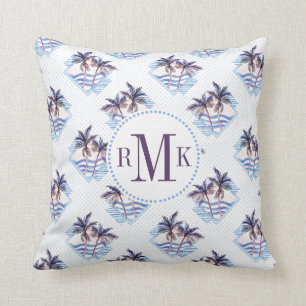 Cojín Decorativo Modelo geométrico púrpura de la palmera de la