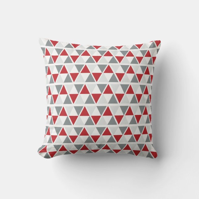 Cojín Decorativo Modelo geométrico rojo del blanco gris (Anverso)