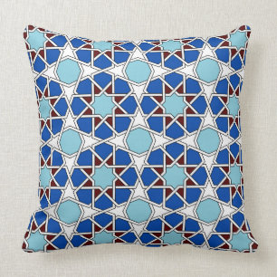 Cojín Decorativo Modelo marroquí geométrico islámico en azul