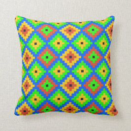 Cojín Decorativo Modelo maya azteca el | del ladrillo verde, azul,